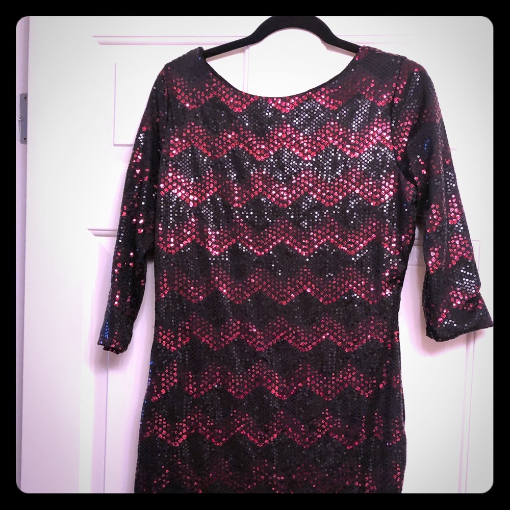 Black and Red Sequin Dress